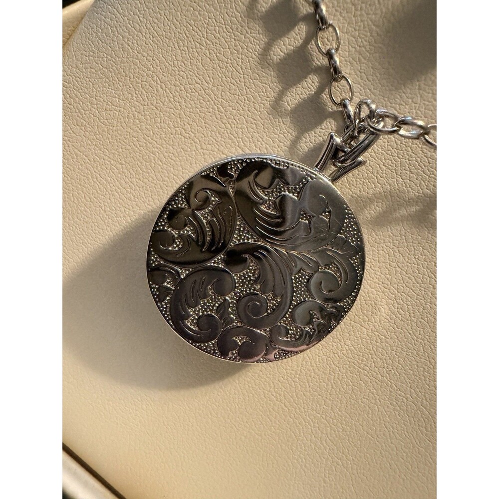 Sterling Silver Monica Rich Kosann Beaded Center-Emerald Locket 30 Inch Necklace - Picture 6 of 16